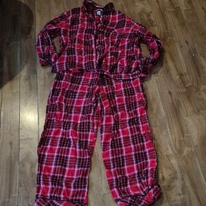 Victoria's Secret Red and Black Plaid Pajama Top